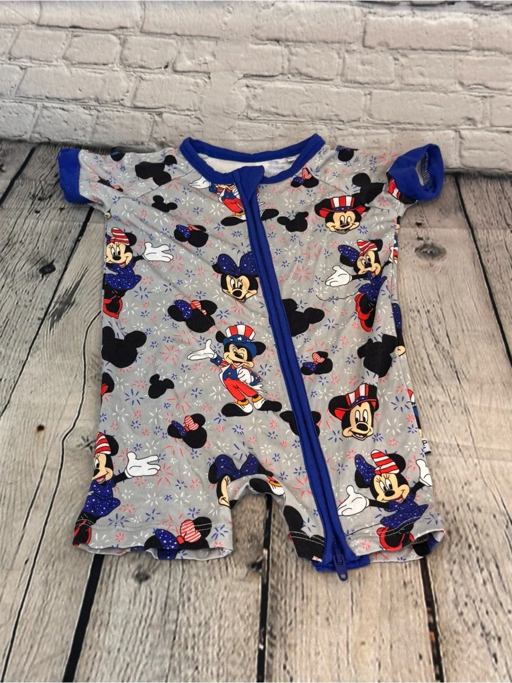 Little Peanut Bamboo Patriotic Mickey and Minnie Bamboo Shortie Romper